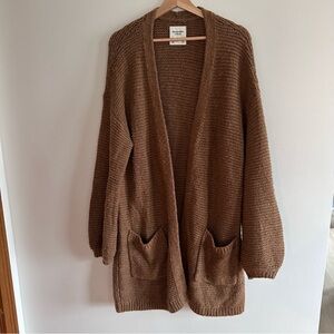 Cozy Brown Knit Cardigan Sweater